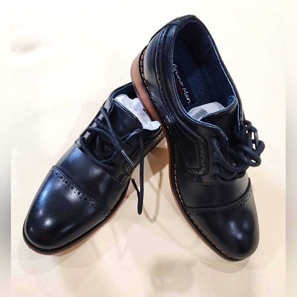 Size 1 Boys Black Lace-up Dress Shoes